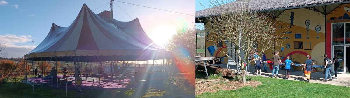 Montage du chapiteau de l'association CORPS ACCORD